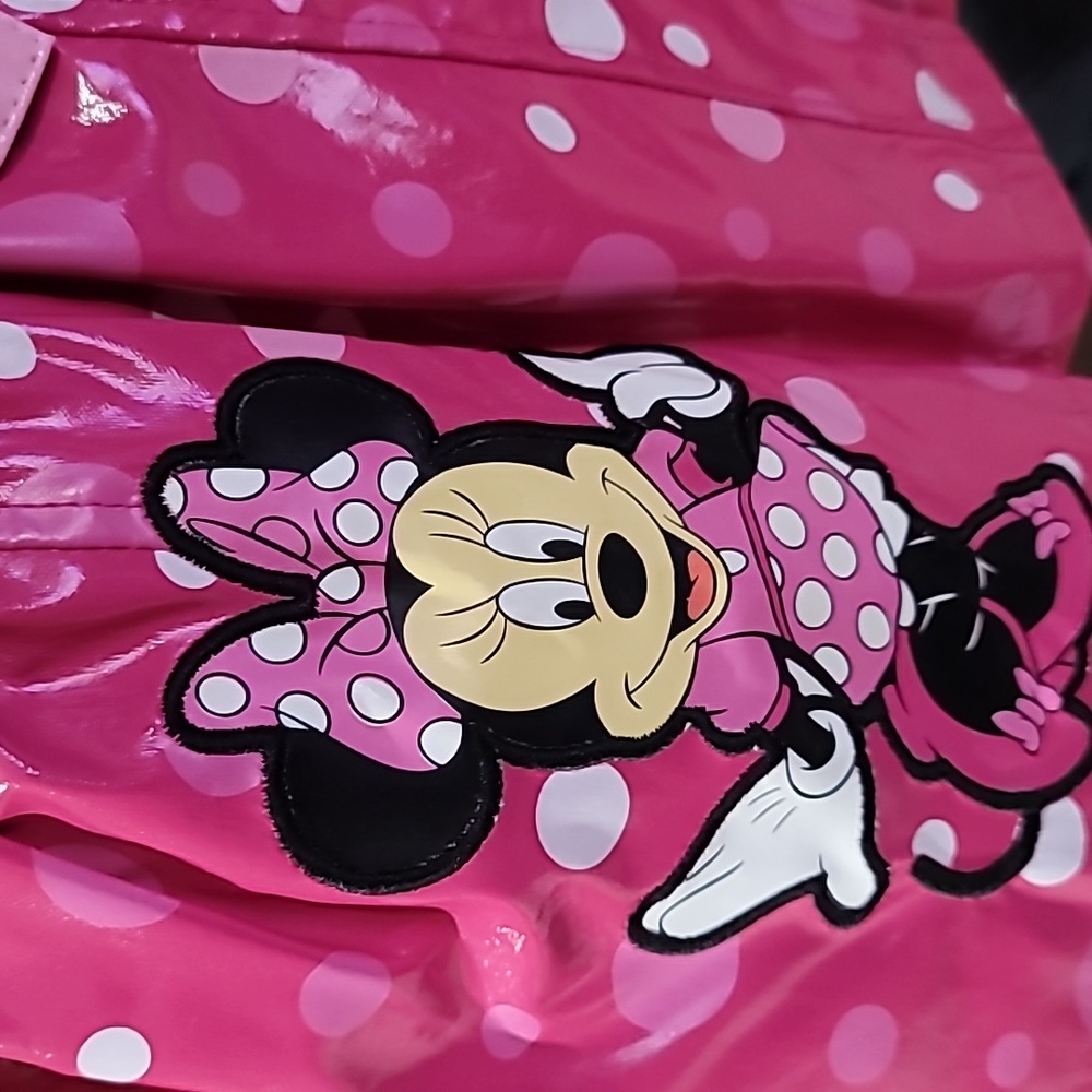 Disney Store Girls Pink & White Polka Dot Minnie Mouse Raincoat, Size 2T - Picture 3 of 4